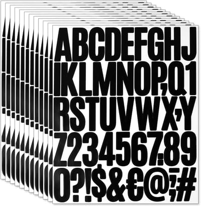 Set van 600 stuks, 12 vellen, zelfklevende vinyl alfabetletters, cijfers, waterdichte brievenbusnummersticker voor helm, brievenbus, borden, raam, deur, auto's, vrachtwagens, thuis, zakelijk