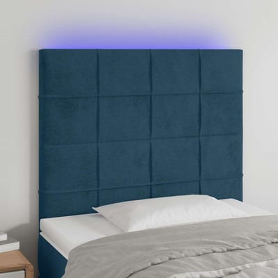 vidaXL - Hoofdbord - LED - 80x5x118/128 - cm - fluweel - donkerblauw