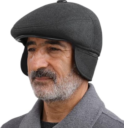 Vintage Baret voor Ouderen - Warme Hoed met Oorflappen voor Herfst en Winter | Platte Pet voor Mannen en Vaders (Hoofdmaat 59-60 cm) | Mode Hoed voor Buitenactiviteiten