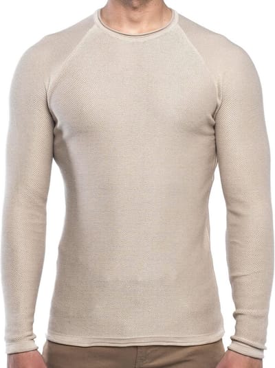 Carisma Heren Trui Ronde Hals Gewerkt Beige 7785 - XXL
