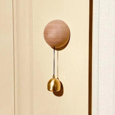 Deurbel Esthetisch Massief Houten Magnetische Messing Windgong Draadloze Deurbel Entree Deurbel Hanger Woondecoratie Minimalisme beige