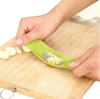 Knoflookpers - Knoflook pletter - Knoflookvermaler - Knoflook pers - Handpers voor knoflook - Groen - Kunststof met metaal - CHPN