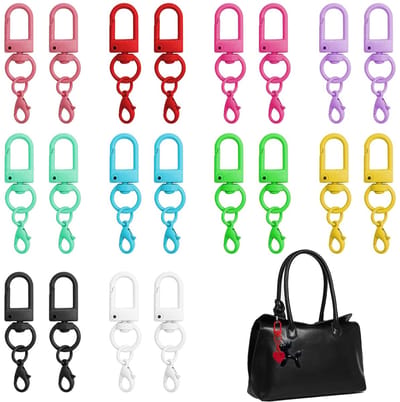 Dailygoods- Karabijnhaak Draaibaar - Sleutelhanger - Musketonhaak - 20 Stuks - Zinklegering - 10 Kleuren - 4,8 x 1,4 cm