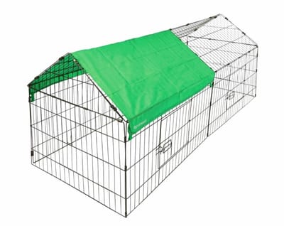 Kippenren Verzinkt Staal XL - Zilver - Kippenhok met Cover - Ren voor Kippen met Afdekcover Zonnescherm - 180 x 80 x 80 CM