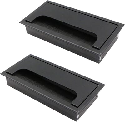 Kabeldoorvoer met deksel – Rechthoekige kabeldoorlaat voor bureau of werkblad – Kabelbeheer en organisatie – 80x160mm – Zwart