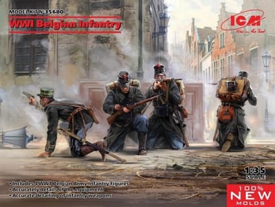 ICM Modelbouwpakket Militaire voertuigen - 35680 WWI Belgian Infantry Plastic - 1:35 - Modelbouw