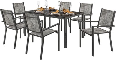 Outsunny Terraseetset - Staal - 150x90x71cm - Zwart