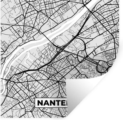 Muurstickers - Sticker Folie - Nanterre - Plattegrond - Frankrijk - Kaart - Stadskaart - 100x100 cm - Plakfolie - Muurstickers Kinderkamer - Zelfklevend Behang XXL - Zelfklevend behangpapier - Stickerfolie