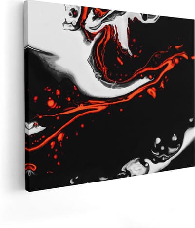 Artaza Canvas Schilderij Abstracte Kunst - 50x40 cm - Muurdecoratie Woonkamer - Wanddecoratie Rood - Kamer Accessoires