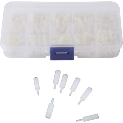 200 pièces M2.5 Nylon Mâle Femelle Hexagonal Entretoises Boulons Écrous Assortiment Set Avec Boîte en Plastique
