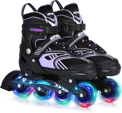 Verstelbare Inline Rolschaatsen met LED-wielen voor Kinderen en Volwassenen - Paars