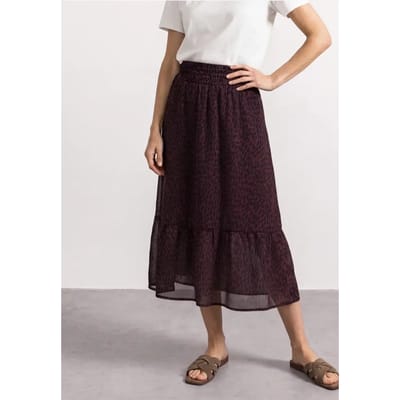Midi-rok van chiffon met volant