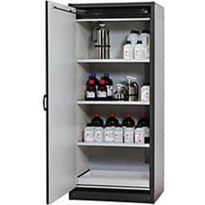 Veiligheidskast type 30 asecos Q-CLASSIC-30, scharnierende deur, links scharnier, voorzijde lichtgrijs, B 864 x D 620 x H 1947 mm
