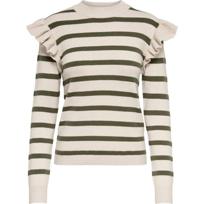 JDY - Maat XS -  JDYMARCO L/S STRIPED FRILL PULLOVER KNT Dames Trui