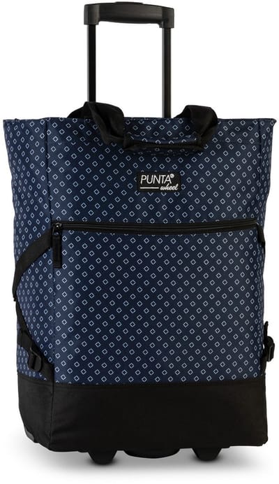 Punta Wheel Trolley Shopper Blauw/Zwart met Patroon