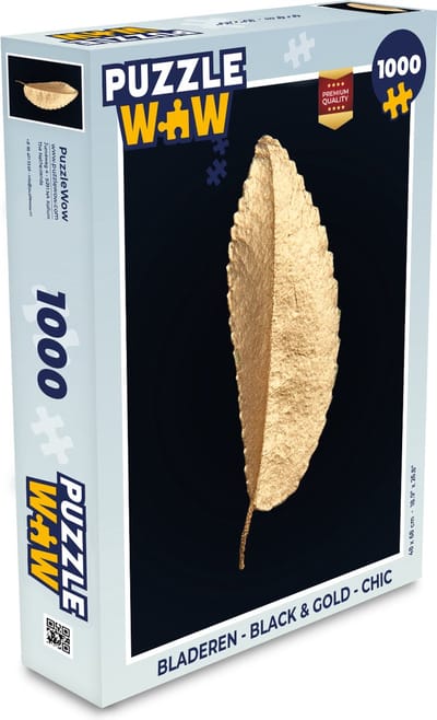 Puzzel Bladeren - Black and gold - Luxe - Chic - Natuur - Legpuzzel - Puzzel 1000 stukjes volwassenen