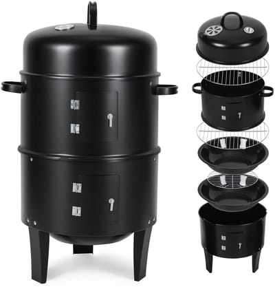 Smoker 3 in 1 BBQ Rookton Rookoven Houtskoolgrill Rookgrill Grill 80 cm Ø 40 cm Grillton