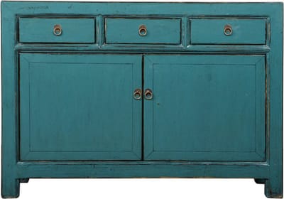 Fine Asianliving Antieke Chinese Dressoir Blauw High Gloss B128xD40xH91cm Chinese Meubels Oosterse Kast