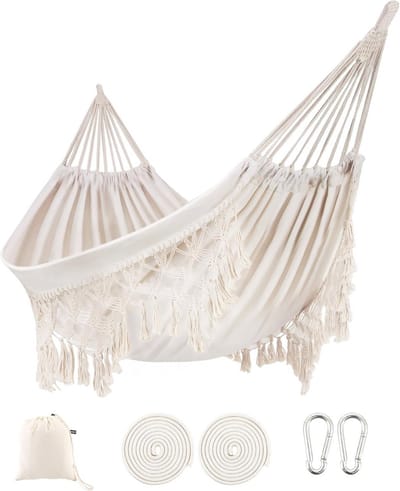 Bohemian Hangmat voor 2 Personen met Macrame Fringes en Tas - Ideaal voor Binnen en Buiten