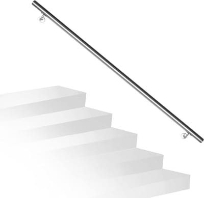Roestvrijstalen Leuning - Trapleuning Wandhouder - Veilig Traplopen - Weerbestendig Materiaal - 140 cm Lengte - Geborsteld Zilver