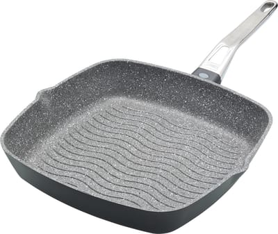 Kitchen Craft MasterClass Grillpan 28 Centimeter - Geschikt voor Inductie Antiaanbaklaag Inklapbare Handgreep