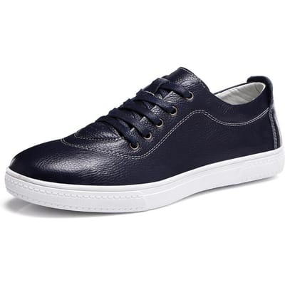 Zomer Nieuwe Sport Casual Herenschoenen Echt Leer Wit Skateschoenen Ademend Trendy Pumps 44 blauw