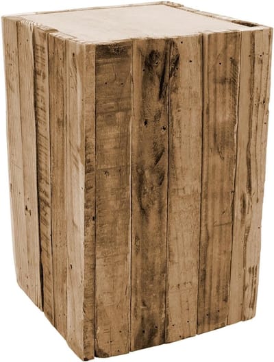 Houten Kruk - Bijzettafel Blok - Planten Presenteren - Vierkant Gesloten - 30 x 20 cm - Naturel