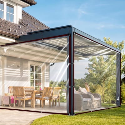 Extra Sterk Transparant Zeil 3x4m met Oprollen - Waterdicht en Windscherm voor Tuin, Camping & Kas
