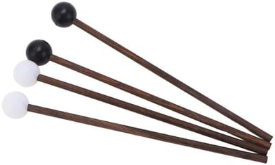 Dailygoods- Drumhamers 4 Stuks - Stalen Tongdrumkloppers - Rubberen Kop - Wengé Handvat - Lichtgewicht - Comfortabel Gebruik - Drumsticks