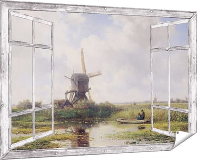 Gards Tuinposter Doorkijk In ’t Gein bij Abcoude - Willem Roelofs - 180x120 cm - Tuindoek - Tuindecoratie - Wanddecoratie buiten - Tuinschilderij