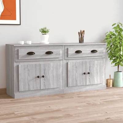 vidaXL - Dressoirs - 2 - st - bewerkt - hout - grijs - sonoma - eikenkleurig