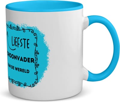 Akyol - liefste schoonvader van de wereld koffiemok - theemok - blauw - Vader - de liefste schoonvader - vader cadeautjes - vaderdag - verjaardag - geschenk - kado - 350 ML inhoud