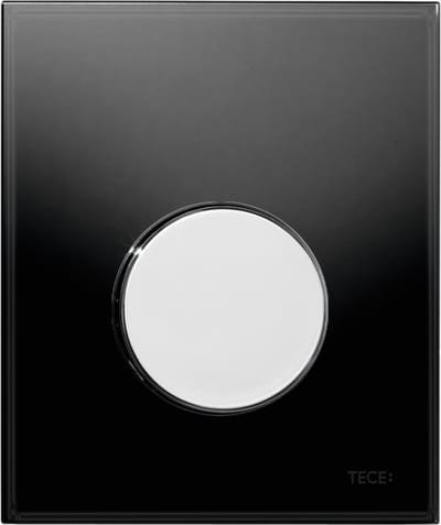 Urinoir Bedieningsplaat TECE Loop Glas Zwart 10,4x12,4 cm (met glanzend chromen toets)