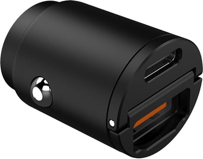 Celly Mini Autolader 1 USB + 1 USB-C - 30 Watt - Power Delivery technologie - Maximale snelheid opladen - Uittrekbare handgreep - Ledlampje