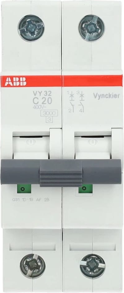 ABB Vynckier automaat 2-polig 20A C-curve (2CDS232089R0204)