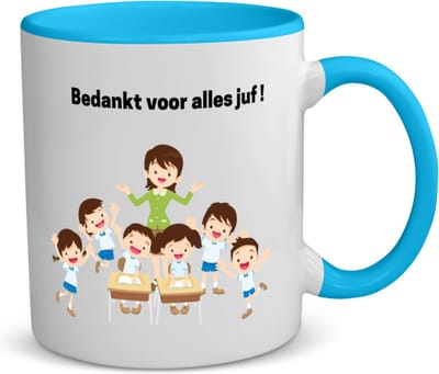 Akyol - bedankt voor alles juf! koffiemok - theemok - blauw - Juf - leraressen - verjaardag - cadeautje voor juf - juf artikelen - kado - geschenk - gift - verjaardagscadeau - juffendag - 350 ML inhoud