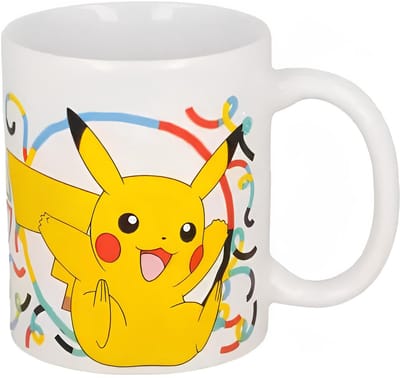 Pokemon Koffiemok - drinkbeker - wit/geel - 300 ml - mokken - keramiek - stripfiguur print Pikachu