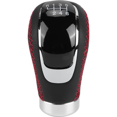 Pommeau de levier de vitesse universel en cuir pour voiture, rouge rouge