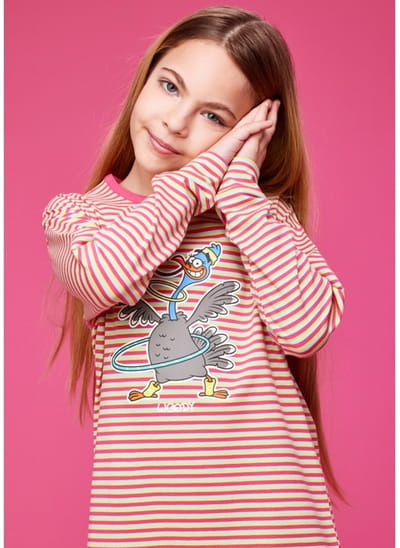Woody slaapkleed meisjes/dames - multicolor - gestreept - kalkoen - 232-10-DZF-Z/920 - maat 152