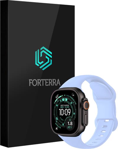 Smartwatchbandje Geschikt voor Apple Watch Ultra 1, 2, 3 (49 mm) - Verstelbaar Siliconen Bandje - Baby Blauw
