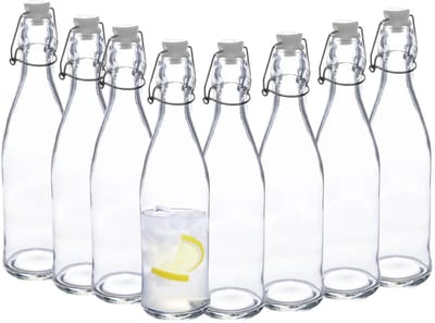 5Five weckflessen - 8x - beugelflessen - 500 ml - glas - transparant - luchtdicht - sappen - inmaken - bewaren