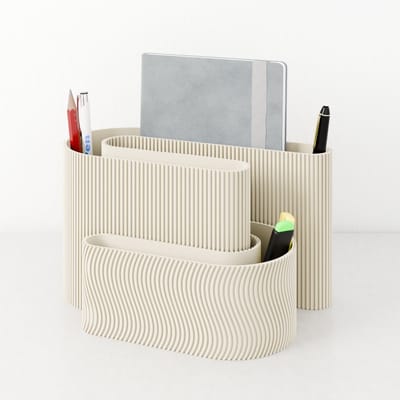 Fleuriek - Bureau organizer Beige - Kleurrijke desk organizer - Organizer bakjes met pennenbakje voor kantoor - Decoratieve bureau opberger of pennenhouder