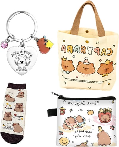 Leuke Capybara Cadeaus voor Vrouwen, Make-up Tas met Sleutelhanger voor Dierenliefhebbers, Perfect voor Moeders en Tantes