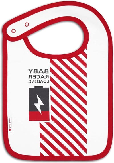 Slabbetje Baby Racer Loading racebestuurderspak wit/rood - 2 stuks