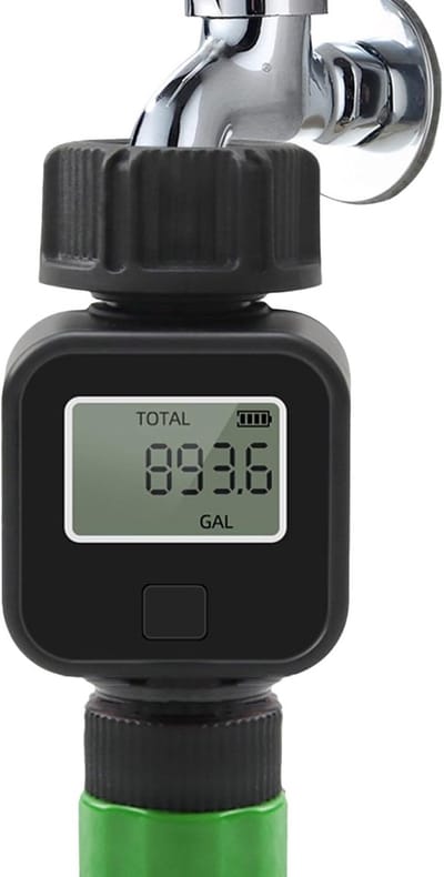 Slangwatermeter - Waterverbruiksmonitor - Buitenwateren - Automatische uitschakeling - 3/4 Inch - Zwart