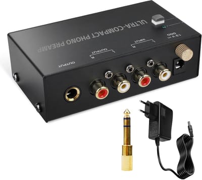 Phono Voorversterker - Platenspeler Versterker - Muziek Luisteren - Met Volumeregeling - 10.3 x 5.7 x 3 cm - Zwart