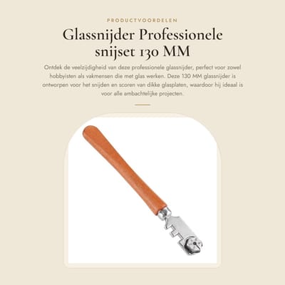 Dailygoods- Glassnijder Professioneel 130 MM - Snijset met 6 Hardmetalen Wielen - Geschikt voor Dikke Glasplaten - Houten Handvat - Slijtvast en Glad Snijden - Glasgereedschap
