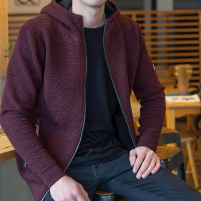 Ivanhoe vest Morel Hood Male voor heren van wol - Ruby Wine - Rood