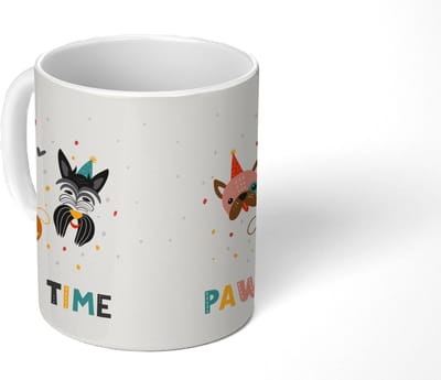 Mok - Koffiemok - Spreuken - Honden - Quotes - Pawty time - Mokken - 350 ML - Beker - Koffiemokken - Theemok - Mok met tekst
