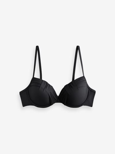 Next - Dames - Gedrapeerde vormgevende bikinitop met beugels en vullingen - Zwart